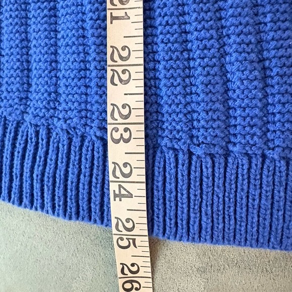 Talbots TEXTURED SLEEVE CARDIGAN Knit Womens 1X Royal Blue Gold Button Preppy - Picture 11 of 12